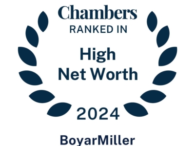 BoyarMiller’s Probate Litigation Practice Recognized in Chambers High Net Worth Disputes 2024